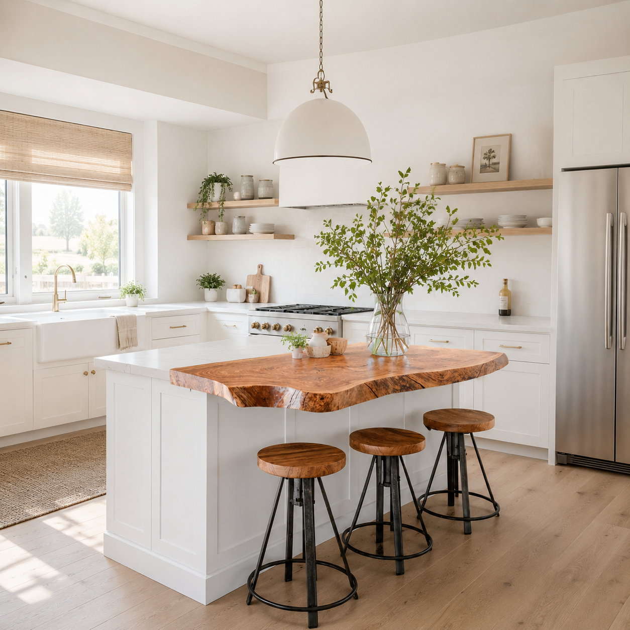 Live Edge Wood Kitchen Island Top – Solid Wood Countertop Extension for Kitchen Decor