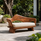Sculptural Curved Back Wood Bench