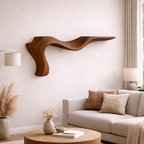 Sculptural Wooden Floating Wall Shelf – Organic Modern Décor