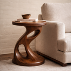 Handcrafted Solid Wood Sculptural Side Table – Organic Modern Accent