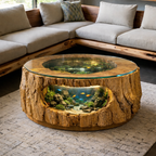 Solid Wood Live Edge Aquarium Coffee Table – Tree Trunk Fish Tank Design