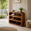 Curved Wood Shoe Rack – Solid Wood Entryway Shoe Storage Shelf for Home Decor