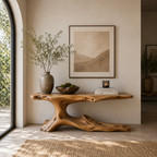 Handcrafted Solid Wood Console Table – Sculptural Curved Base Design