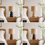 Pebble Wood Table Lamp – Solid Wood Stacked Bedside Lamp for Bedroom Decor