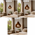 Sculptural Wood Pendant Light – Handcrafted Wooden Ceiling Lamp for Living Room Decor