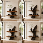 Sculptural Wood Display Shelf – Solid Wood Wall Console with Natural Driftwood Base