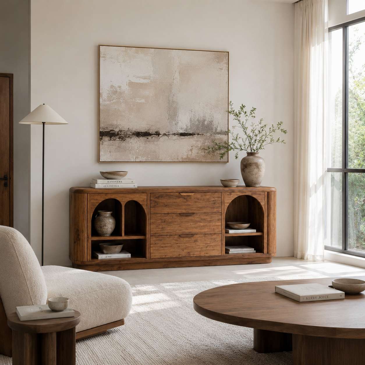 Media Console Cabinet – Solid Wood Storage Cabinet for Living Room