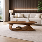 Sculptural Solid Wood Coffee Table – Organic Curved Design