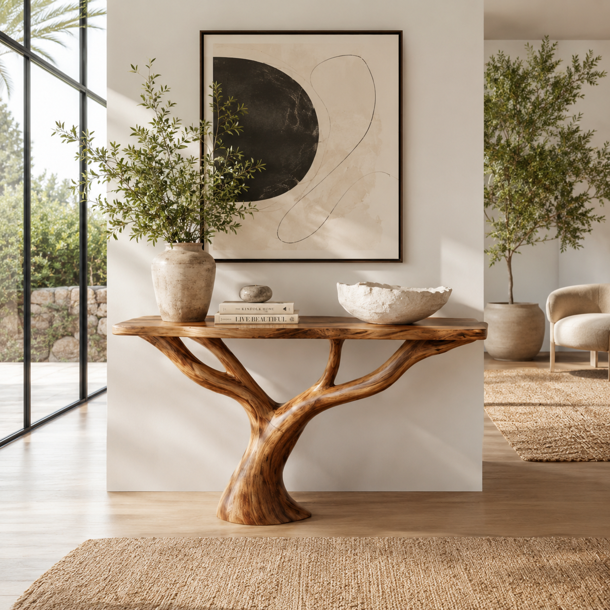Organic Tree Branch Wood Console Table