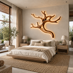 Tree Branch Wood Wall Art – Solid Wood Backlit Wall Decor for Bedroom Decor