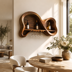 Wall-Mounted Wine Rack – Solid Wood Bottle Holder with Glass Storage