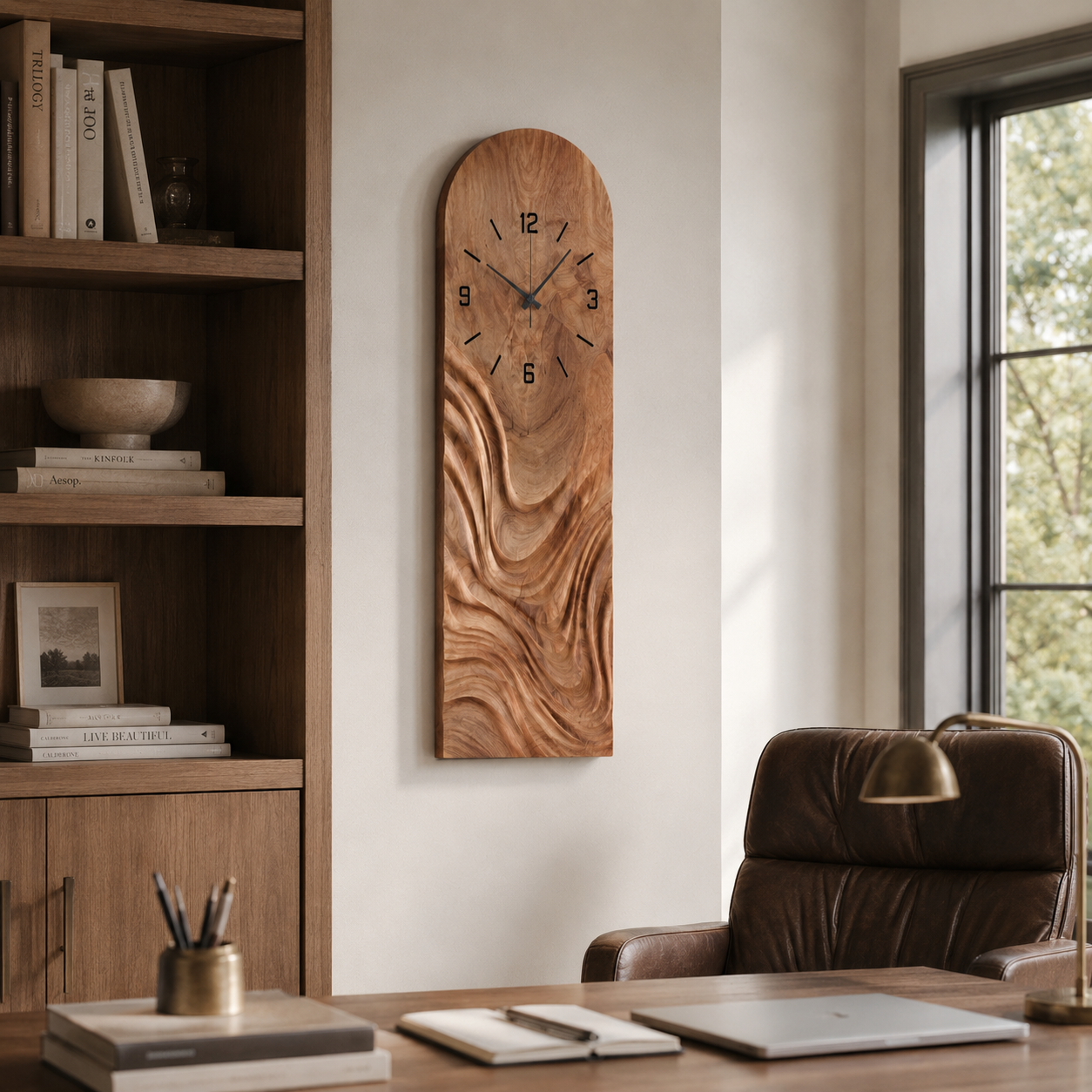 Tall Wood Wall Clock – Solid Wood Decorative Clock for Living Room Decor