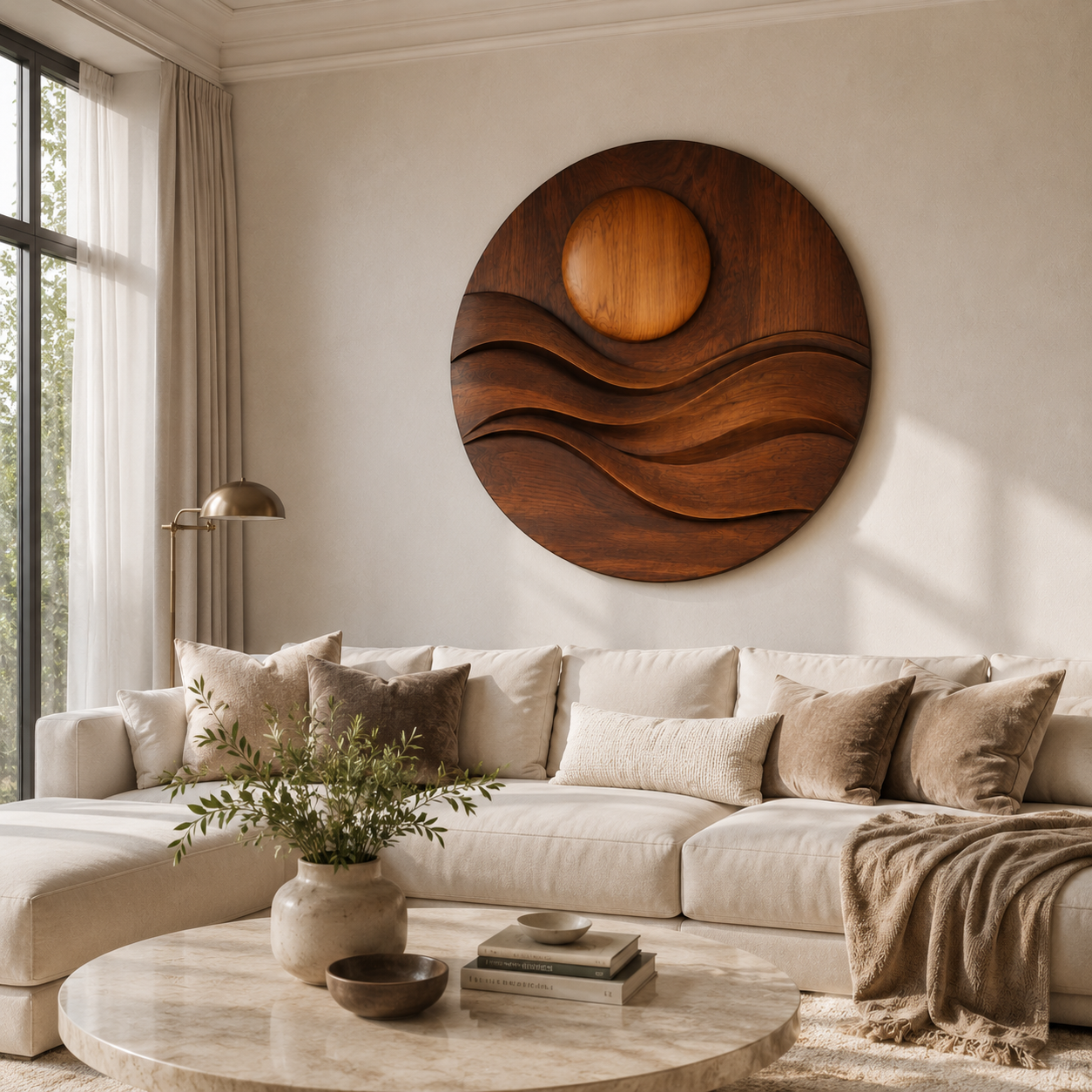 Sun Over Waves Wood Wall Art