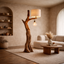 Sculptural Standing Lamp – Solid Wood Floor Light for Living Room Decor