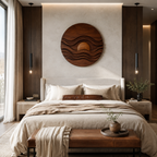 Carved Sunset Waves Wood Wall Art