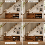 Wood Shoe Storage Bench – Solid Wood Entryway Bench with Drawers and Open Shoe Shelves