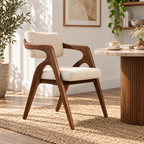 Sculptural Walnut Wood Upholstered Armchair