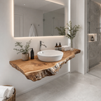 Live Edge Wood Floating Vanity – Solid Wood Wall Mounted Sink Console for Bathroom Decor