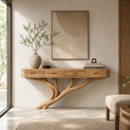 Sculptural Branch Wood Console Table
