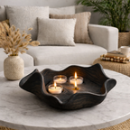Lotus Candle Bowl – Hand-Carved Wooden Tealight Holder