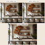 Ginkgo Leaf Wood Bar Shelf – Solid Wood Wall Mounted Wine Display Shelf for Kitchen Decor