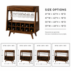 Wood Wine Rack Cabinet – Solid Wood Bar Storage Stand for Dining Room Decor