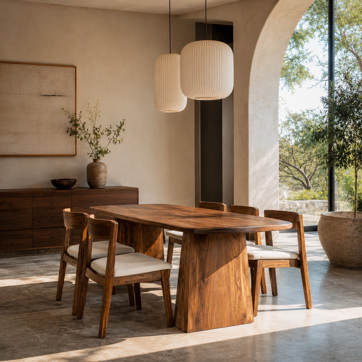 Oval Wood Dining Table Set – Solid Wood Dining Room Table with Chairs for Modern Organic Decor