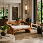 Sculptural Wave Wood Bench
