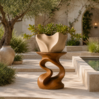 Sculptural Planter Stand – Solid Wood Plant Stand for Indoor and Outdoor Decor