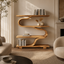S-Shaped Bookcase – Sculptural Solid Wood Shelf for Living Room