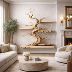 Bonsai Tree Wall Shelf – Wooden Floating Shelf Decor