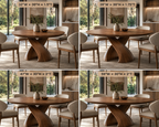 Round Dining Table – Solid Wood Table with Sculptural Base