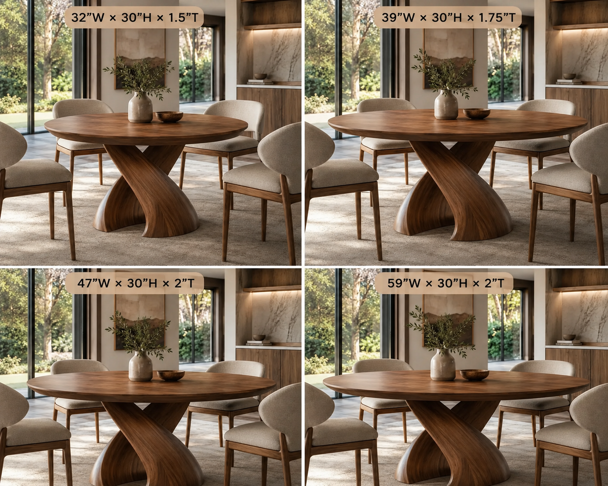 Round Dining Table – Solid Wood Table with Sculptural Base