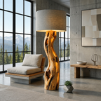Live Edge Floor Lamp – Solid Wood Standing Light for Living Room Decor