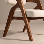 Sculptural Walnut Wood Upholstered Armchair