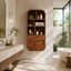 Rounded Wood Bathroom Cabinet – Solid Wood Wall Mounted Storage Cabinet for Bathroom Decor