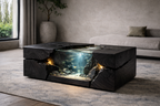 Solid Wood Aquarium Coffee Table – Sculptural Design with Glass Tank