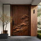 Solid Wood Entry Door – Handcrafted Natural Wooden Door Design