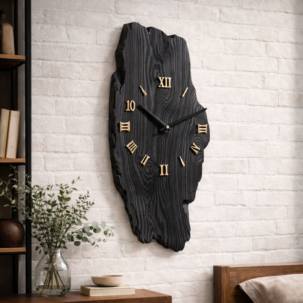 Live Edge Wall Clock – Solid Wood Rustic Clock for Modern Farmhouse Decor
