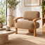 Textured Upholstered Wood Armchair