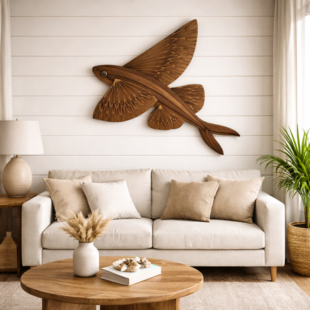 Flying Eagle Wall Art – Solid Wood Decorative Panel for Rustic Home Deco