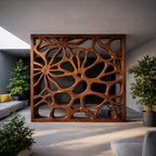 Carved Wooden Divider – Modern Natural Room Divider Screen