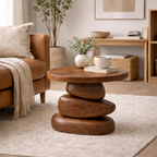 Stacked Side Table – Sculptural Solid Wood Table for Modern Living Room