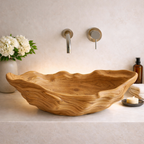 Handcrafted Wooden Wave Sink - Natural Organic Bathroom Basin