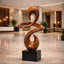 Abstract Wooden Sculpture – Modern Pedestal Art for Interior and Lobby Decor