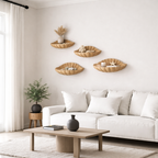 Shell-Inspired Solid Wood Floating Wall Shelves – Sculptural Display