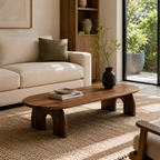 Arched Base Oval Wood Coffee Table