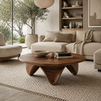 Sculptural Petal Base Wood Coffee Table