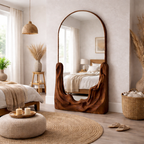 Handmade Wooden Mirror - Sculptural Wall Decor for Modern Interiors