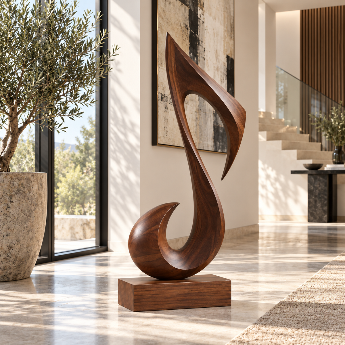 Sculptural Musical Note Wood Decor
